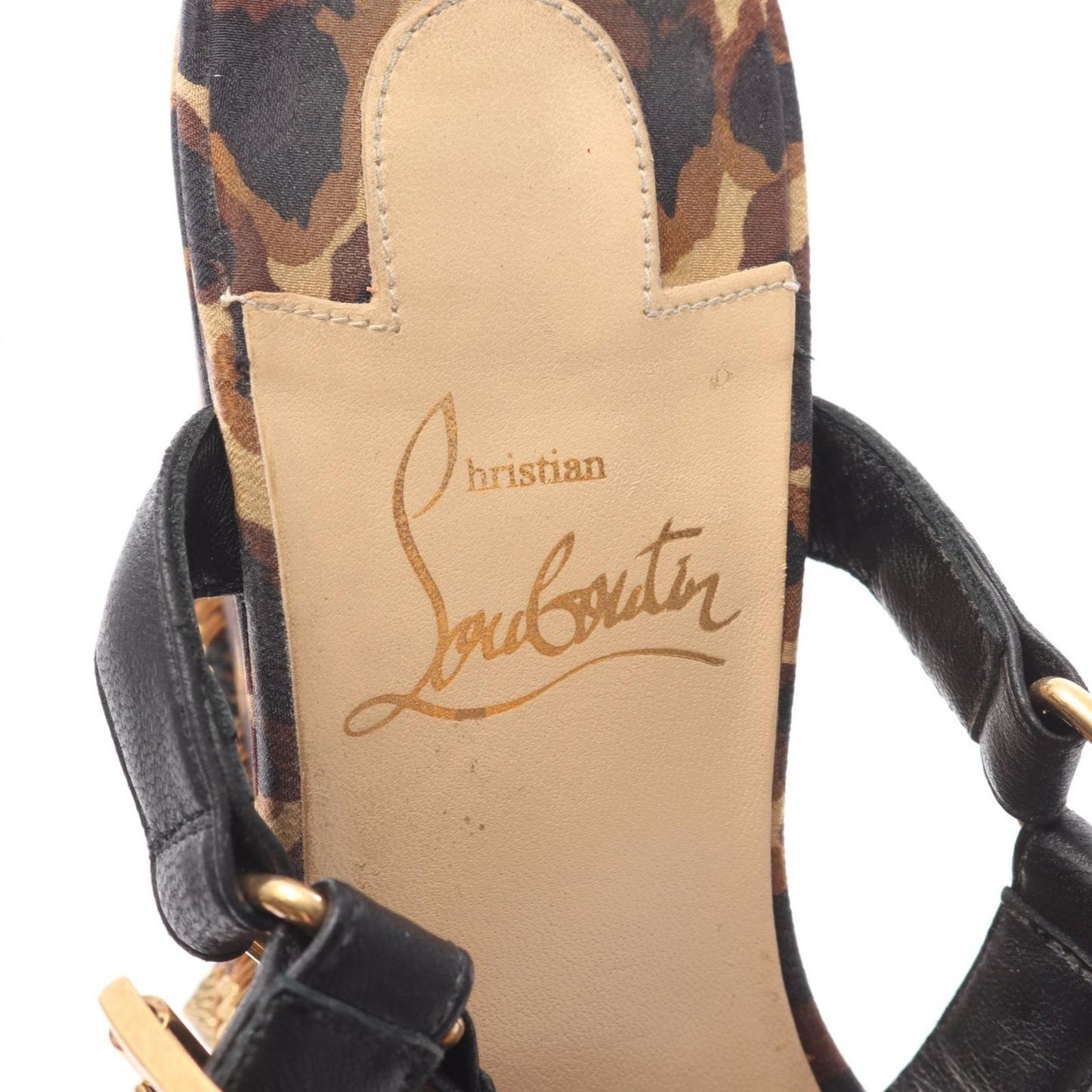 Christian Louboutin Brown & Black Leather Wedge Sandals - Size 35