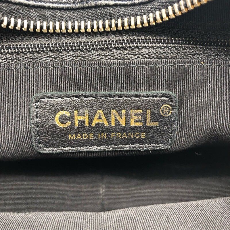 CHANEL Coco Mark Semi Shoulder Bag in Black Caviar with Gold Hardware