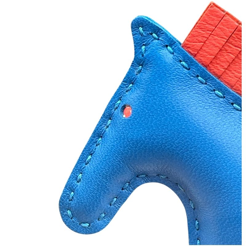 HERMES Rodeo PM Charm in Blue Zanzibar/Rose Texas/Gold