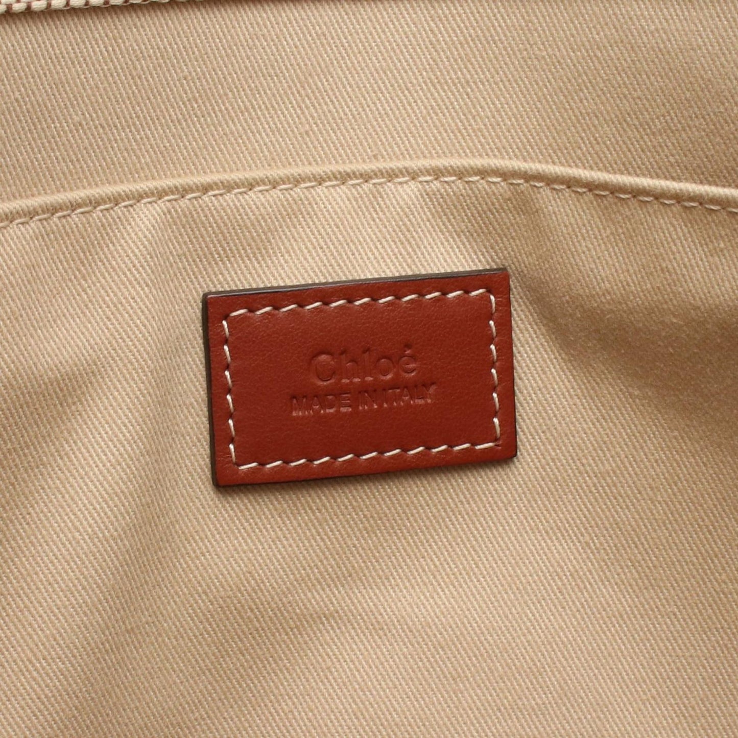 Chloe Woody Medium Tote Bag in Natural/Brown Canvas & Leather