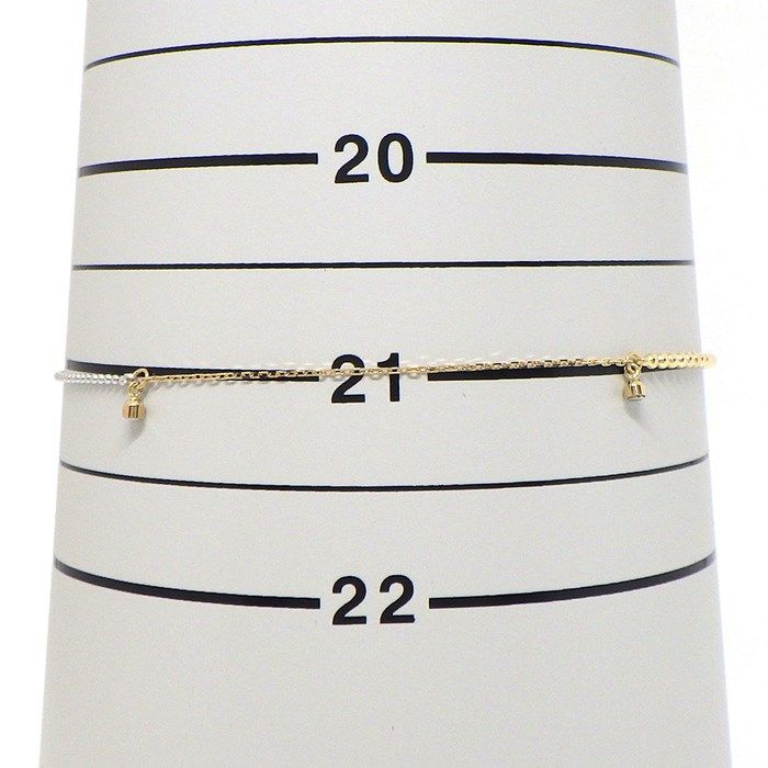 Exquisite K10YG & K10WG Two-Tone Ball Chain Bracelet