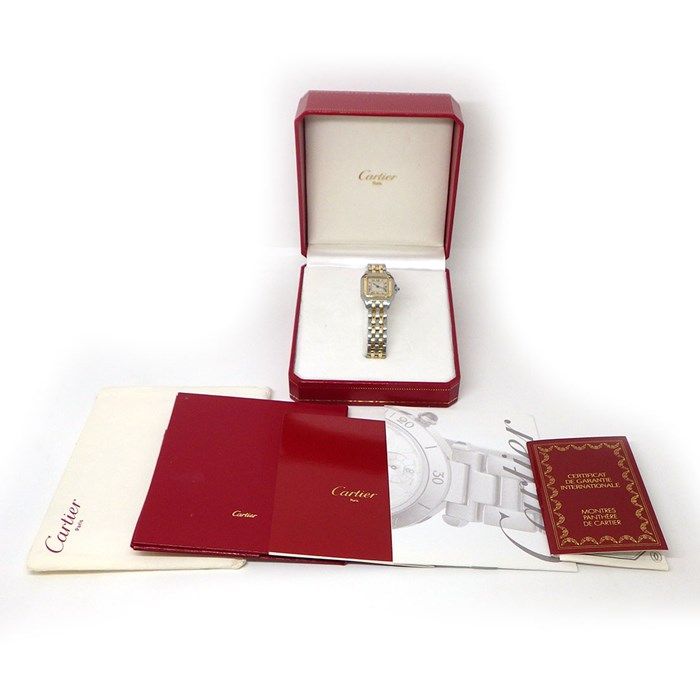Cartier Panthère SM W25029B6 Square Watch - Ivory Dial, K18YG & SS