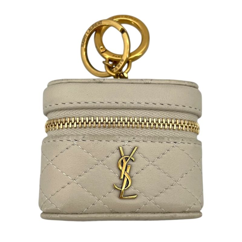 SAINT LAURENT Cream Leather Air Pods Case for Women