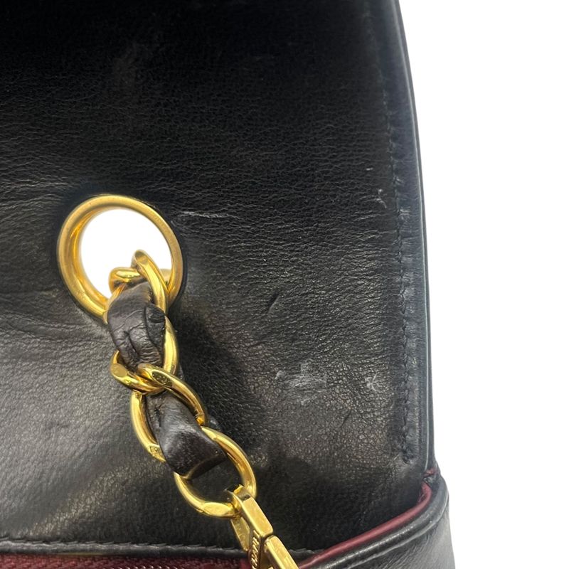 CHANEL Diana 25 Black Lambskin Shoulder Bag with Gold Hardware