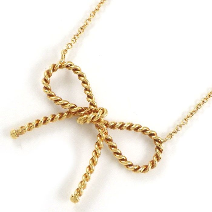 Tiffany & Co. Twist Bow Ribbon Necklace in K18 Yellow Gold