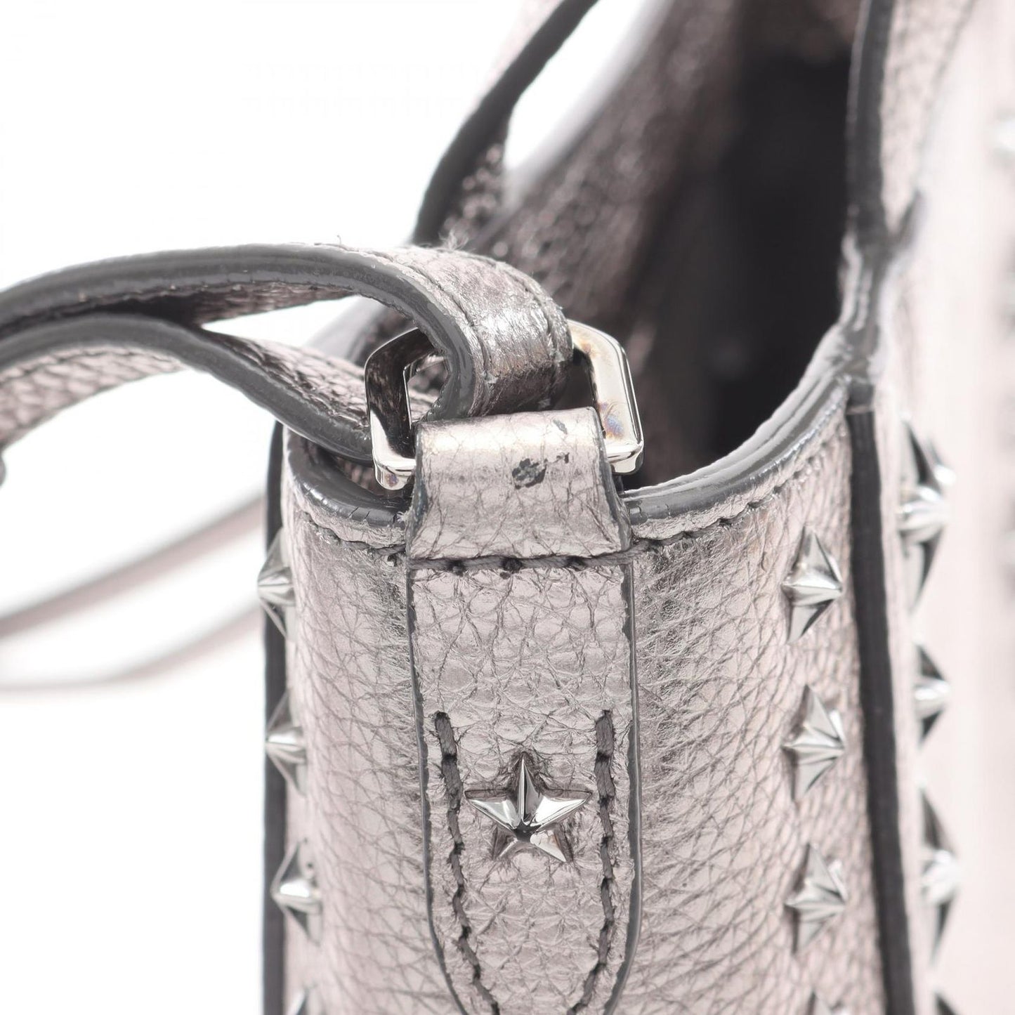JIMMY CHOO Mini Pegasi Metallic Silver Leather Handbag