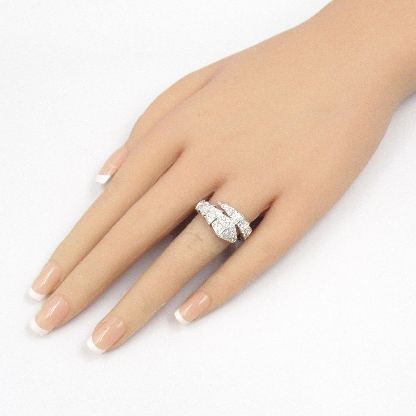 BVLGARI Serpenti Viper Full Pavé Diamond Ring in 18K White Gold
