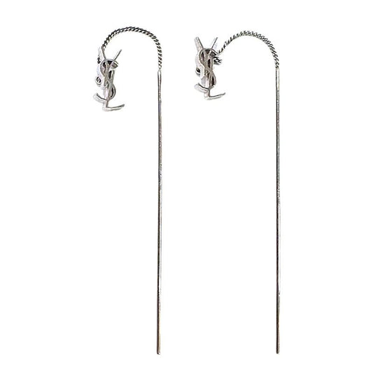 SAINT LAURENT Silver Logo Earrings - Exquisite Craftsmanship