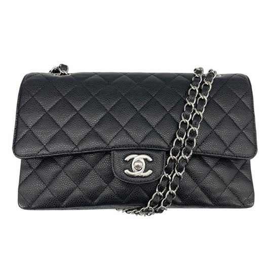 CHANEL Matelassé 25 Black Caviar Leather Shoulder Bag