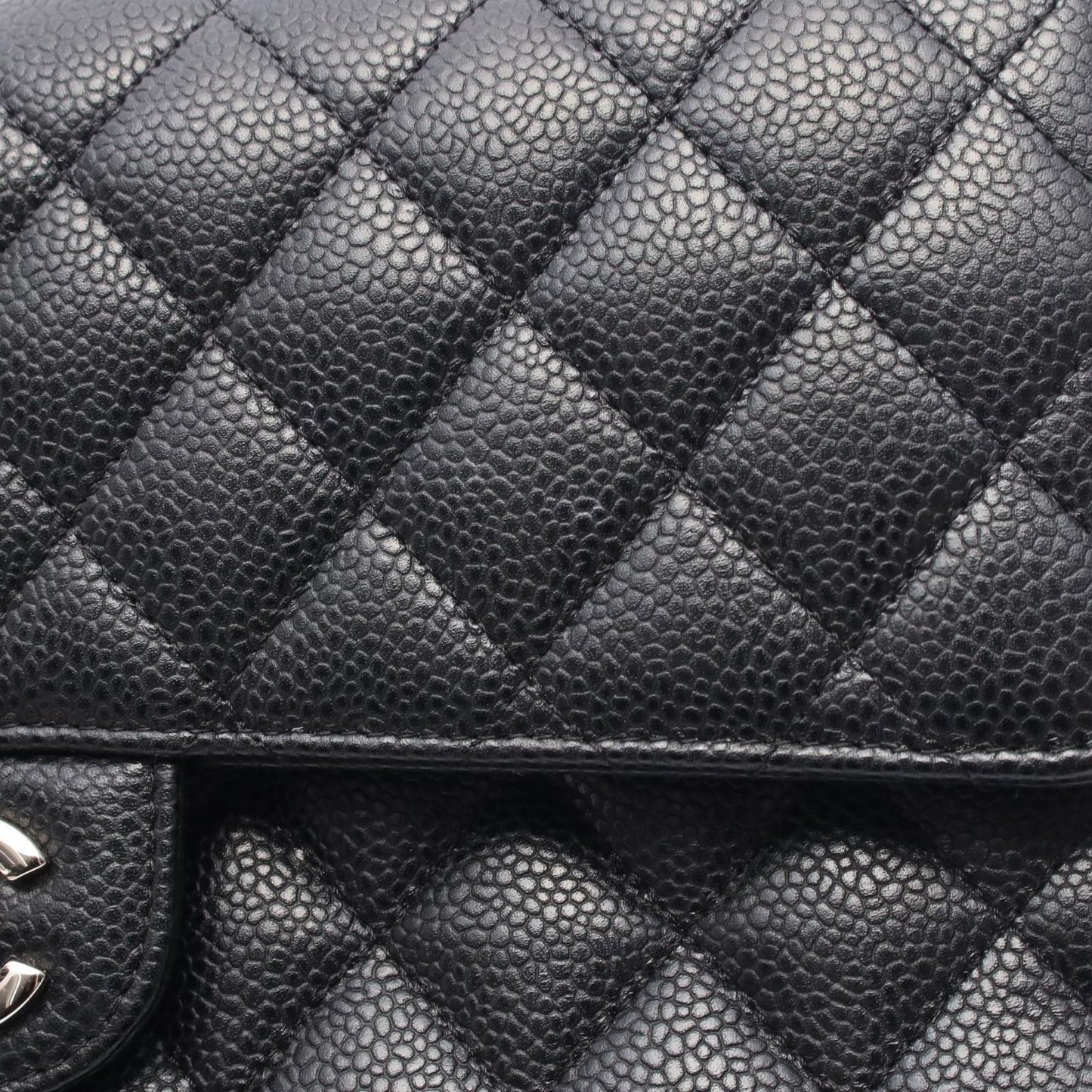 CHANEL Matelassé Double Flap Shoulder Bag in Black Caviar Skin