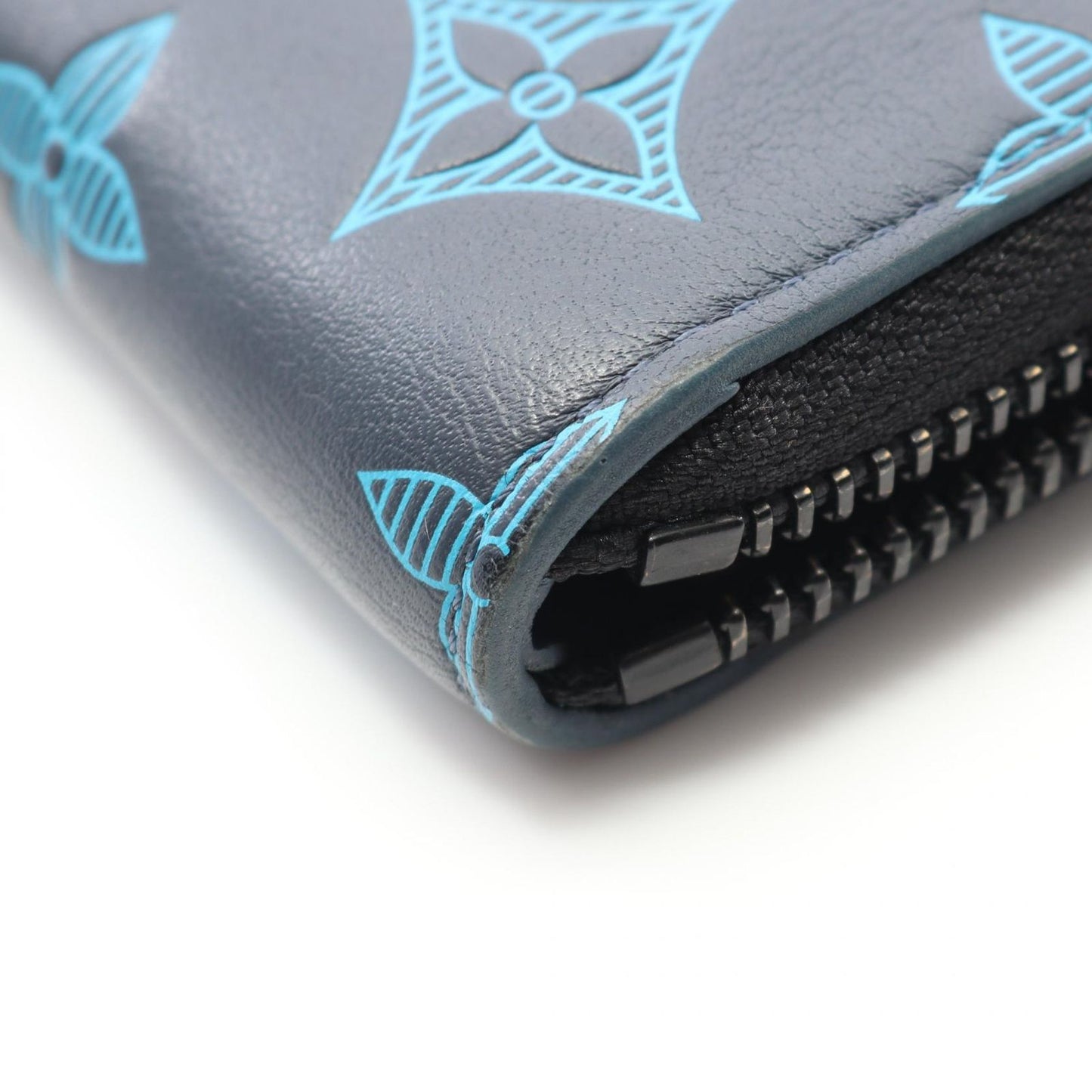 Louis Vuitton Monogram Shadow Zippy Wallet Vertical - Navy Leather