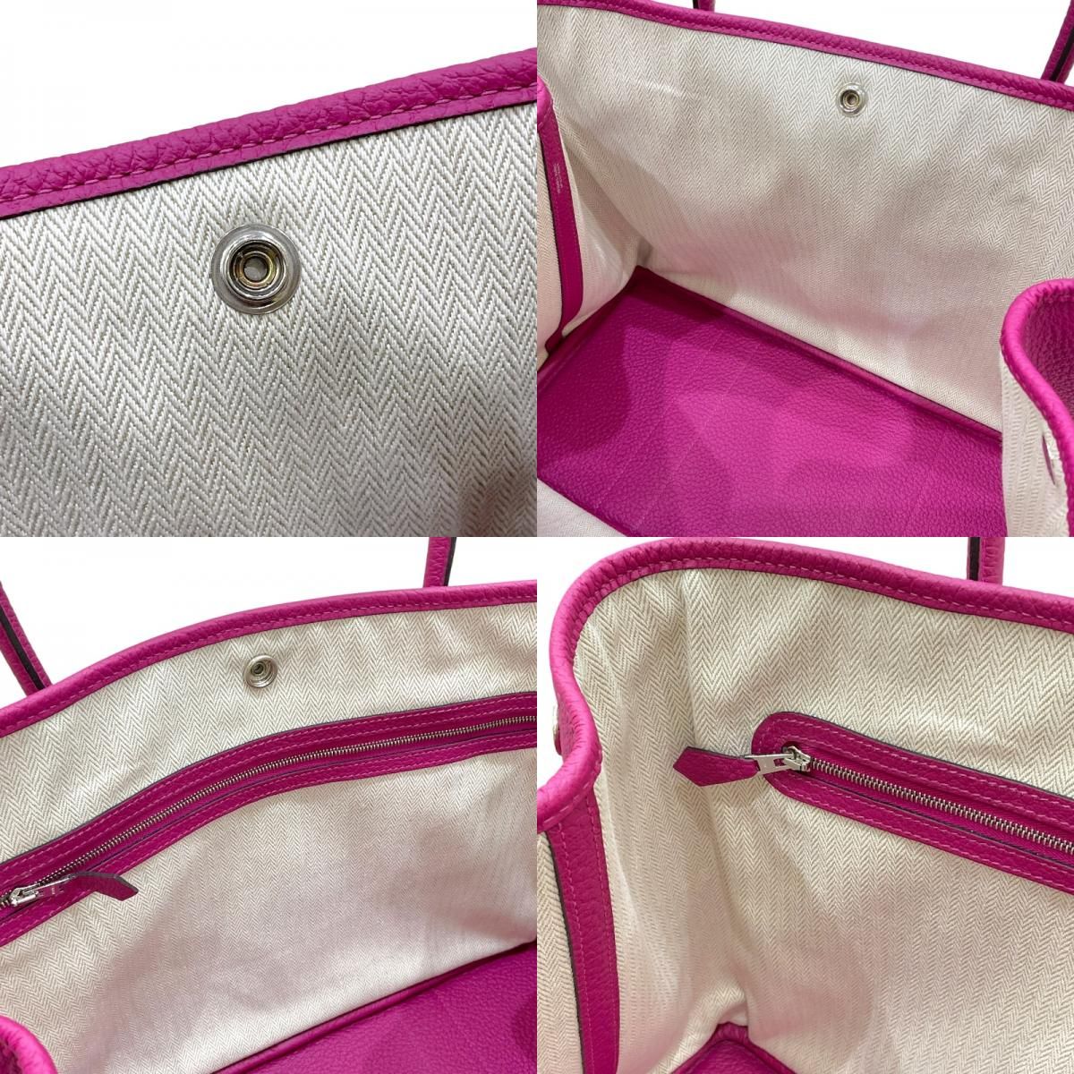 HERMES Garden Party PM Handbag in Rose Purple with Silver Hardware