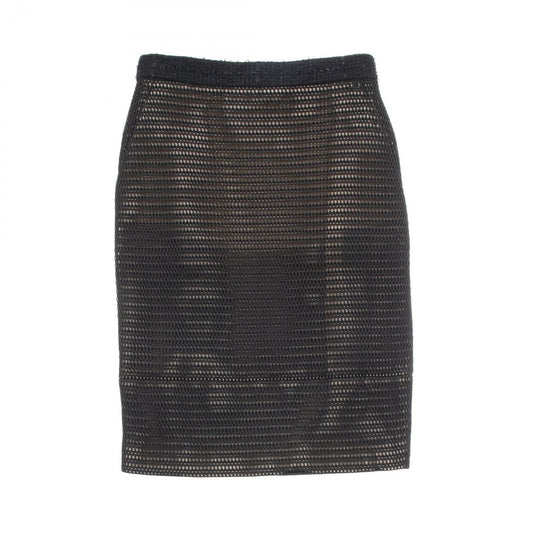 CHANEL Black & Beige Fabric Skirt - Timeless Elegance