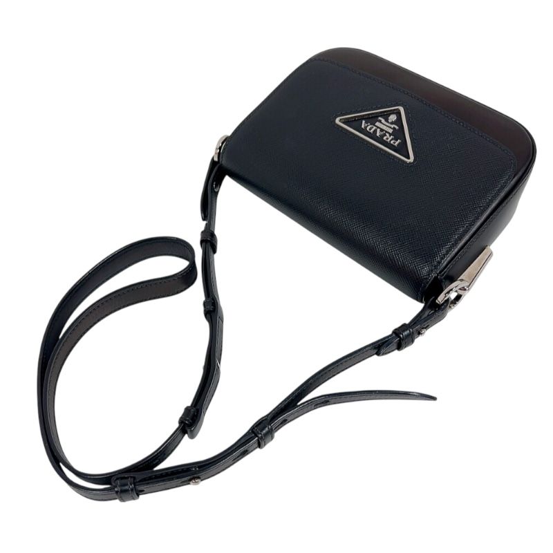 PRADA Saffiano Flap Bag 1BD249 in Black with Silver Hardware