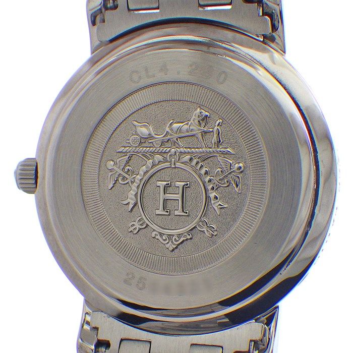 HERMES Clipper Nacre CL4.230 Diamond Bezel Pink Shell Dial Watch