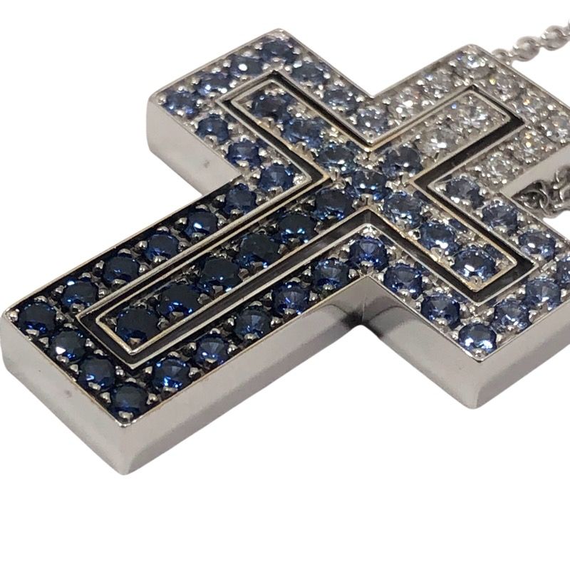 Damiani Belle Époque Iceberg Necklace M in 750WG with Diamonds & Sapphires