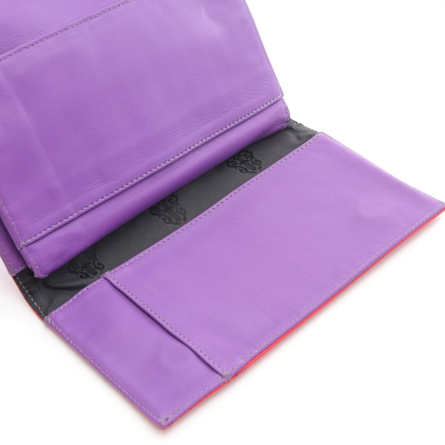 CHROME HEARTS Wave Cross Ball Leather Wallet - Red