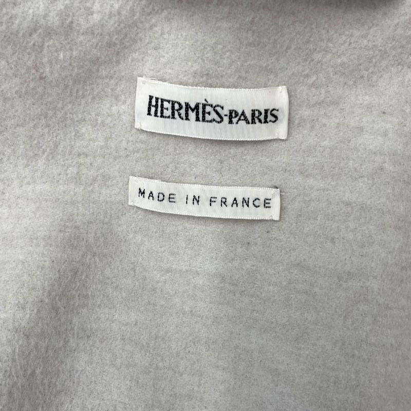 HERMES Ivory Cashmere Belted Wrap Long Coat - Size 38