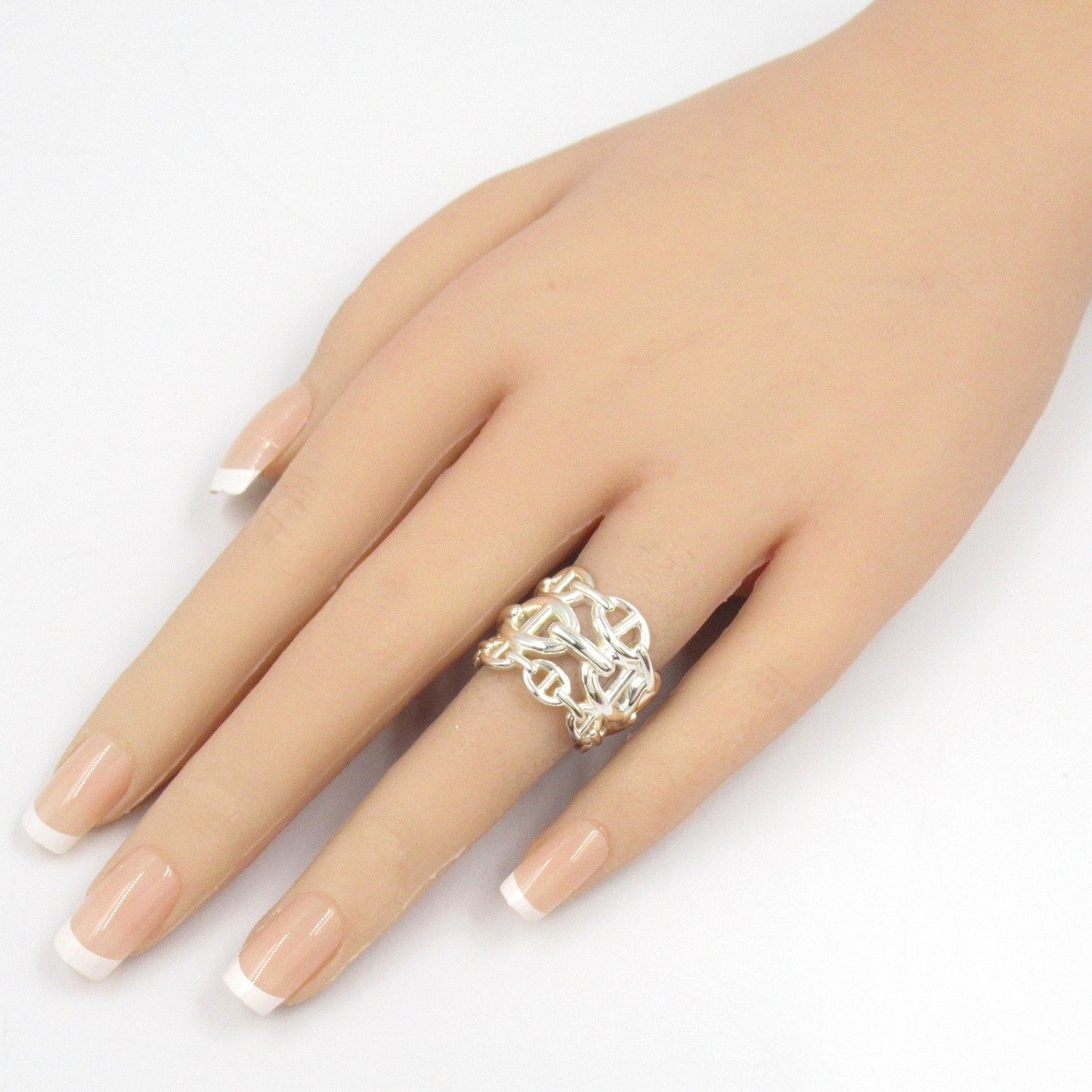HERMES Silver 925 Chaine d'Ancre Ring - Timeless Elegance