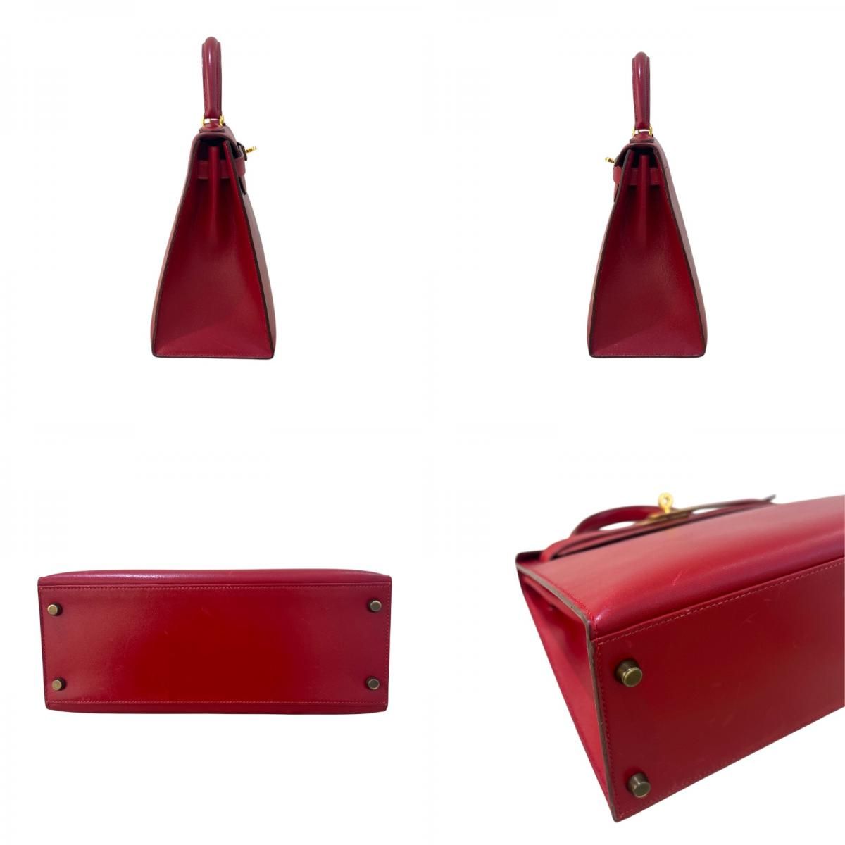 HERMES Kelly 28 Rouge Vif Handbag with Gold Hardware
