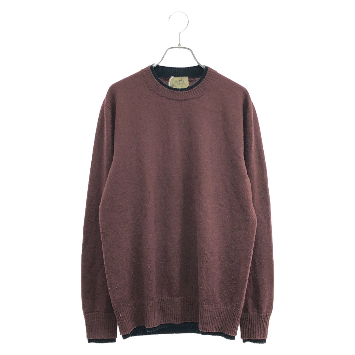 HERMES Burgundy Wool Knit Sweater - Timeless Elegance