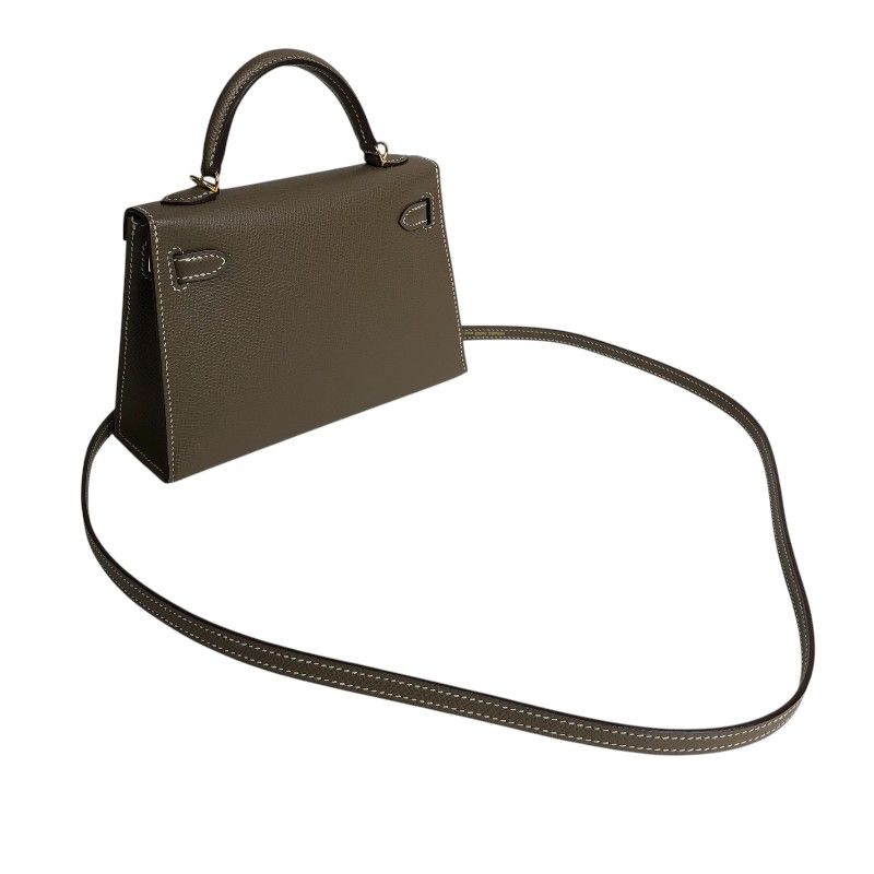 HERMES Mini Kelly 2 in Etoupe with Gold Hardware - Iconic Elegance