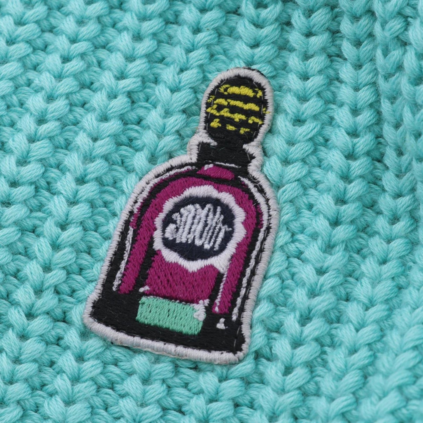 PATOU Fragrance Patch Knit Jumper in Light Blue - Exclusive Luxury