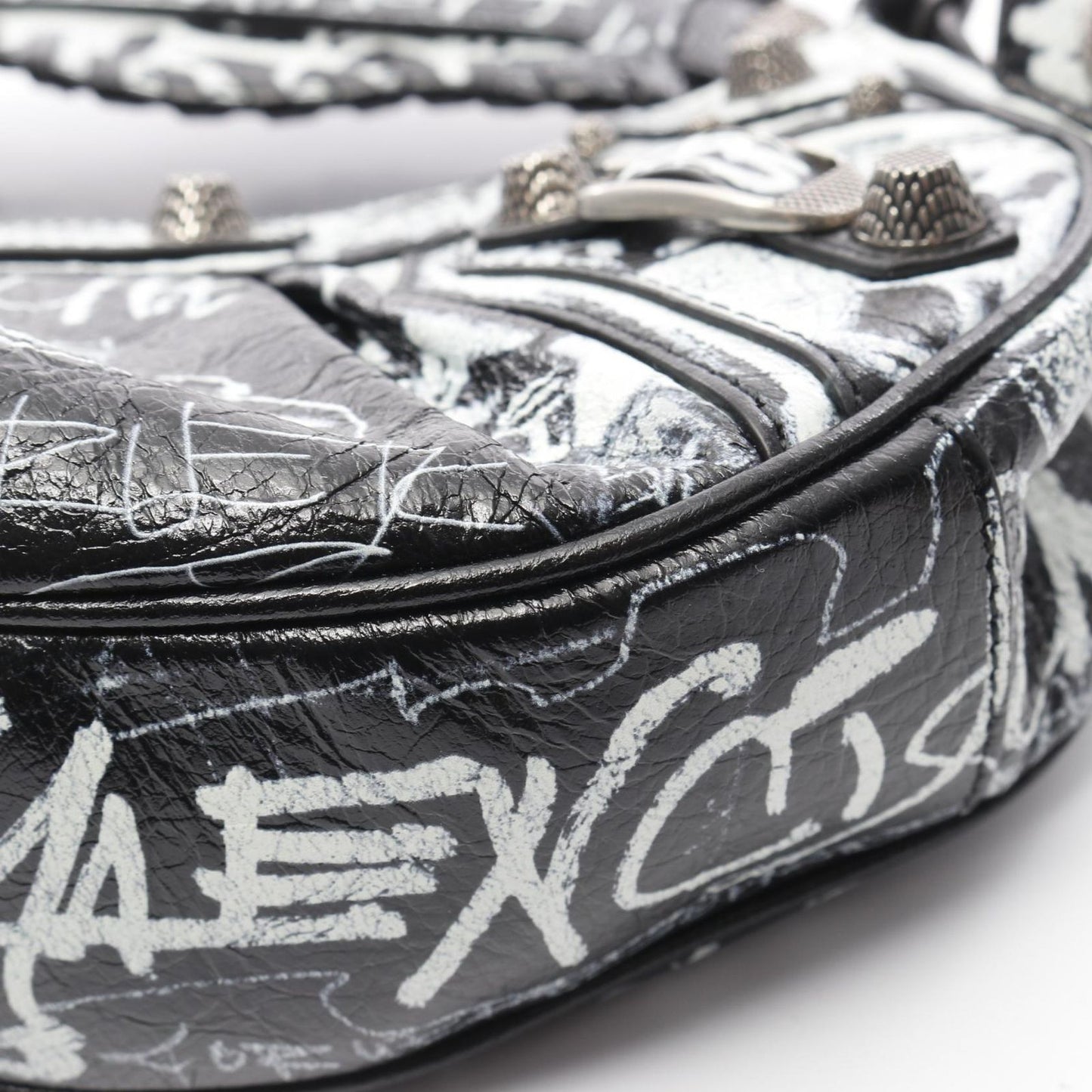 BALENCIAGA Le Cagole XS Shoulder Bag in Black/White Leather