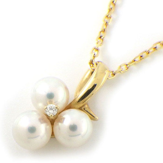MIKIMOTO 3-Point Pearl Necklace with Diamonds in K18YG