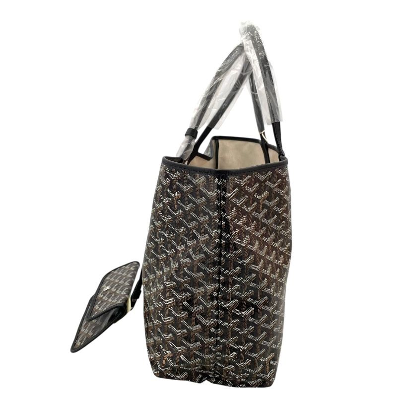 GOYARD Saint Louis PM Black Goyardine Canvas Unisex Tote Bag