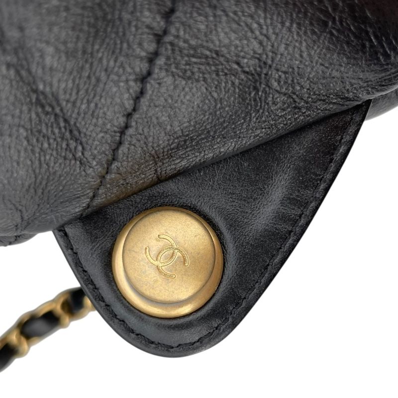 CHANEL 22 Large Backpack in Black Calfskin with Gold Hardware