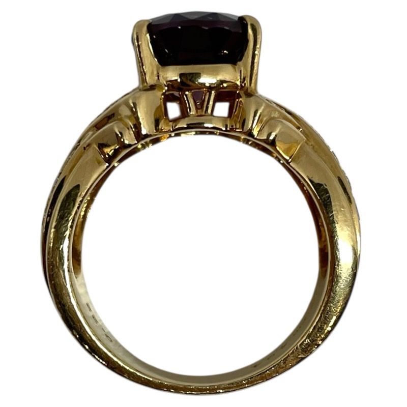TASAKI K18YG Garnet Ring with Diamonds - Exquisite Craftsmanship