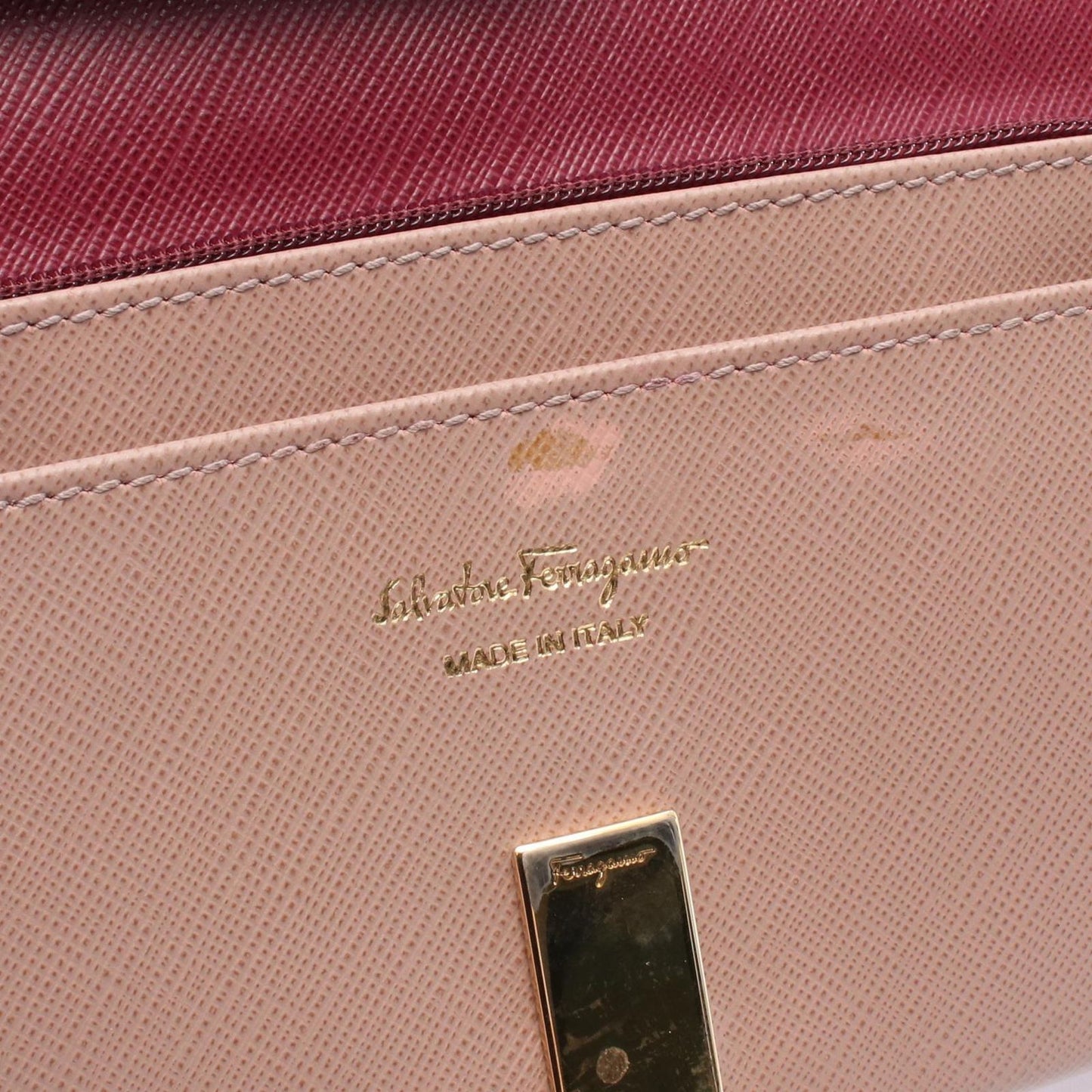 Salvatore Ferragamo Gancini Pink Leather Long Wallet