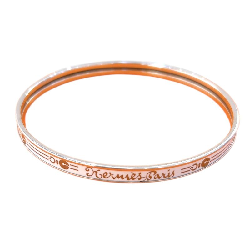 HERMES Unis Enamel Bracelet in White & Silver - Timeless Elegance