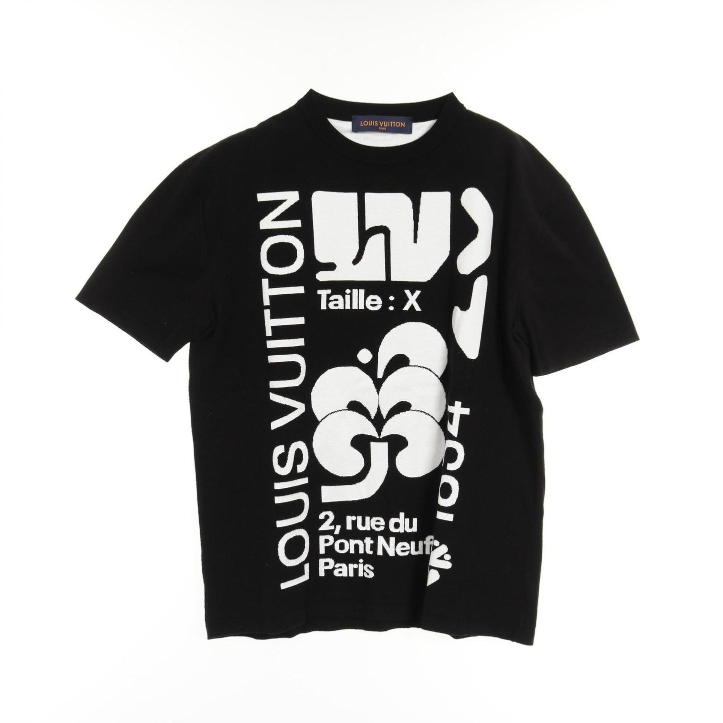 LOUIS VUITTON Graphic Intarsia Knit T-Shirt - Black/White, Size S