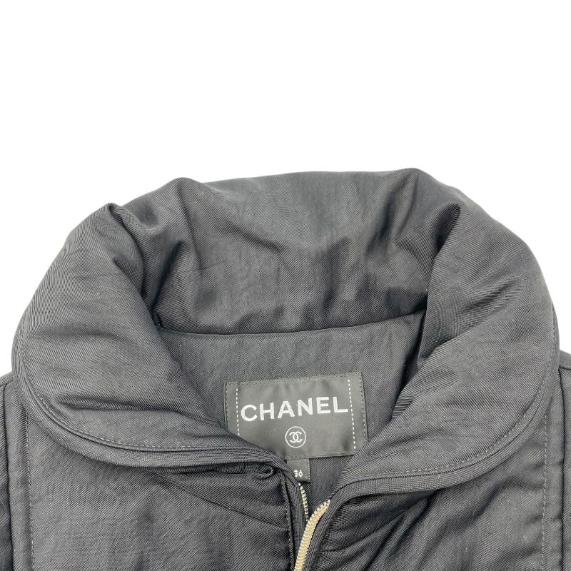 CHANEL Rhinestone Logo Puff Jacket - Black, Size 36
