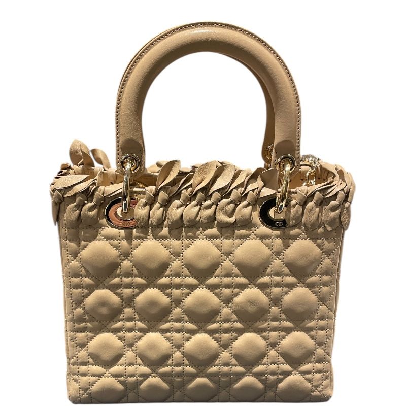 Christian Dior Lady Dior Medium Handbag in Beige Lambskin
