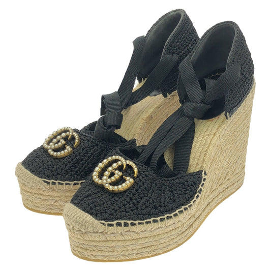 GUCCI GG Marmont Black Wedge Sandals - Timeless Elegance