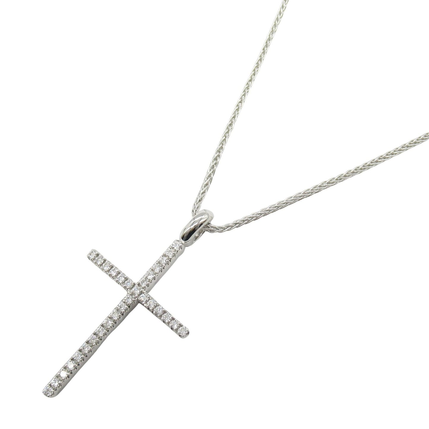 Damiani Mystery Cross Diamond Necklace in 18K White Gold