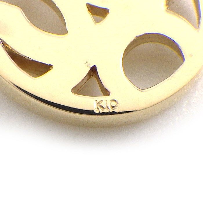 K10YG Round Circle Initial Necklace - Alphabet C