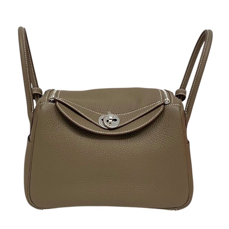 HERMES Lindy 26 Handbag in Etoupe with Silver Hardware