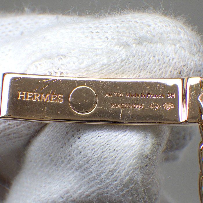 HERMES Kelly Gourmette Lock Motif Bracelet with Diamonds in K18 Pink Gold