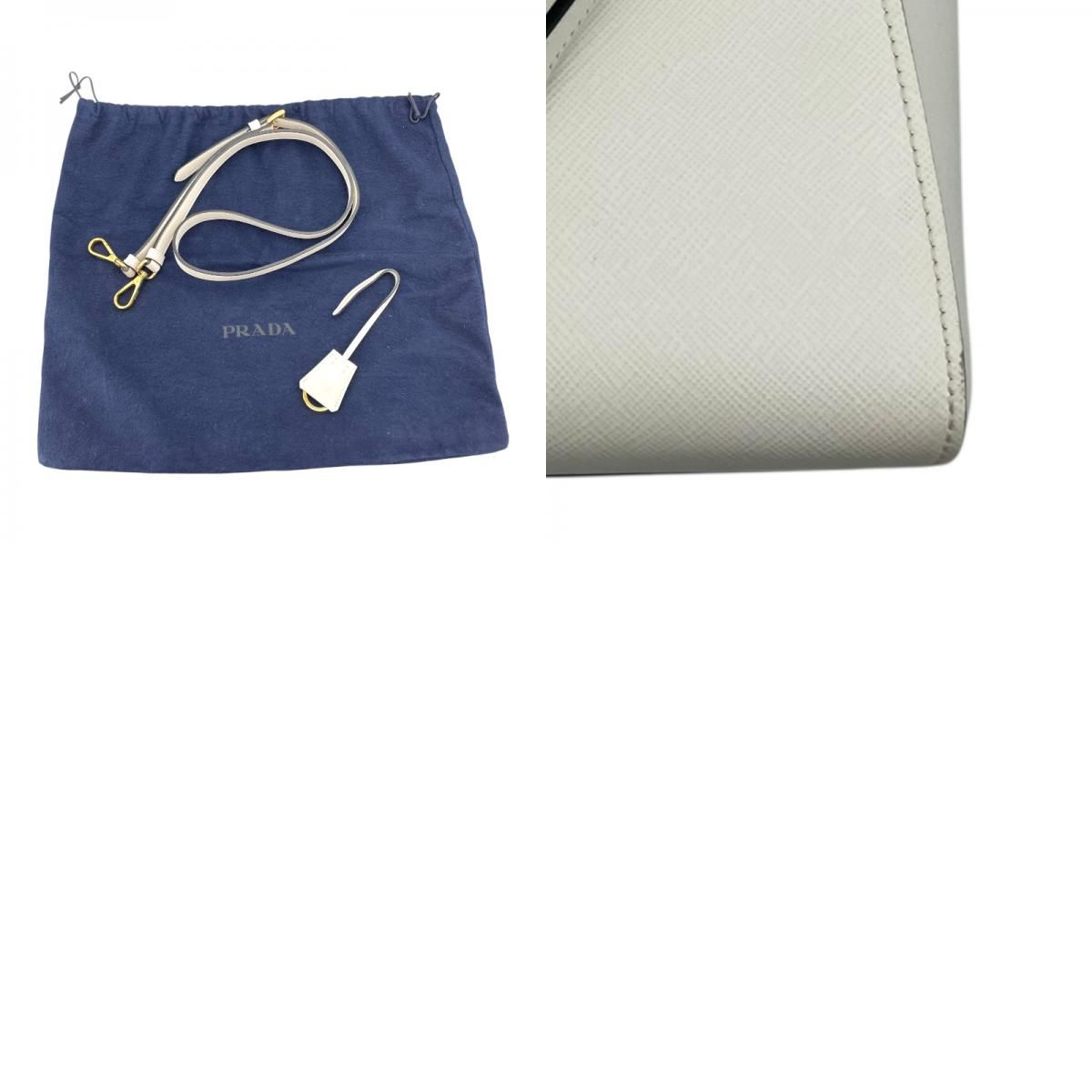 PRADA Saffiano 2WAY Bag in Cream with Gold Hardware