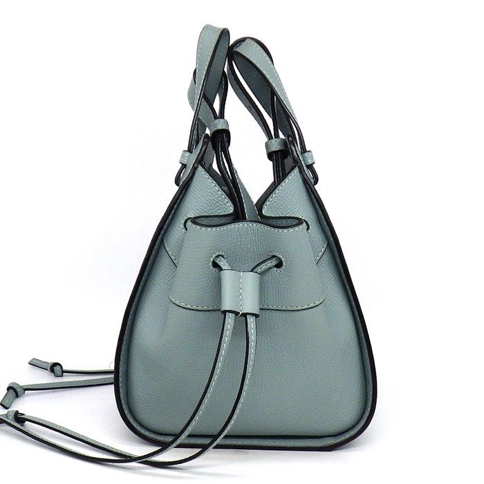 LOEWE Hammock Mini Drawstring Bag in Aqua Calfskin