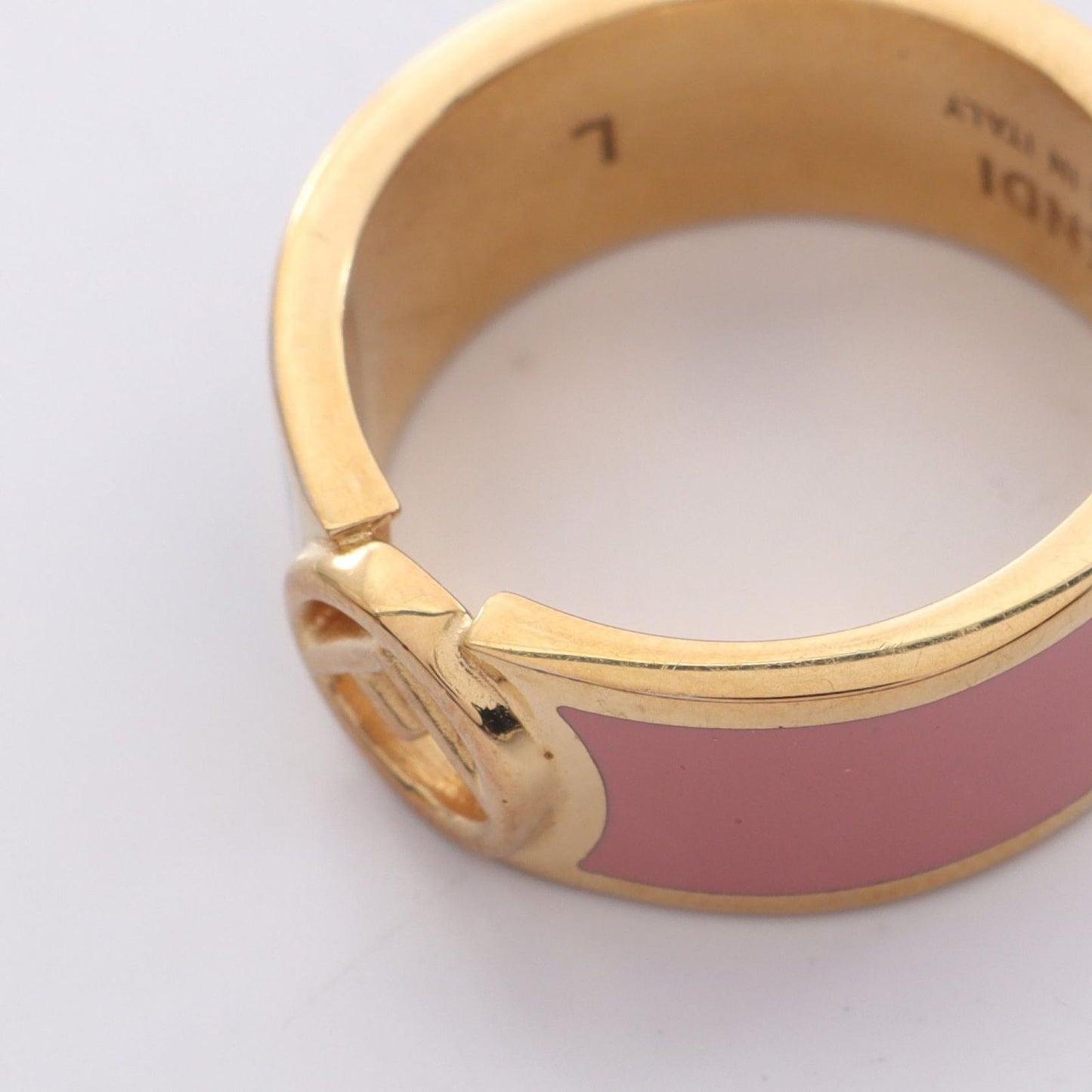 FENDI 'F is FENDI' Ring in Black/Pink Gold Plating - Size 16.5
