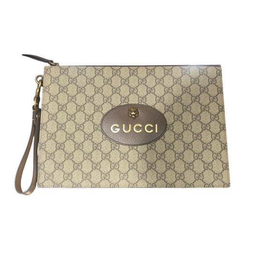 GUCCI Neo Vintage GG Supreme Clutch Bag - Brown