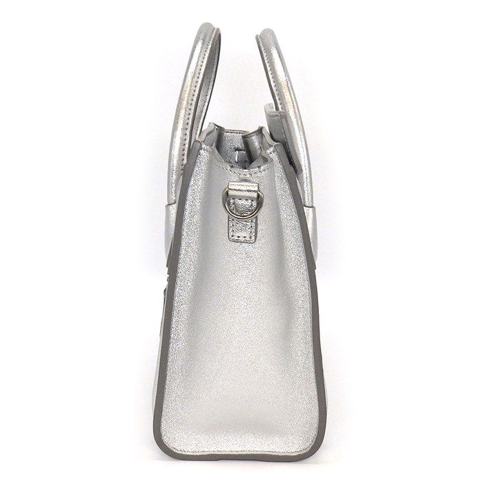 CELINE Luggage Nano Handbag in Metallic Silver - Timeless Elegance