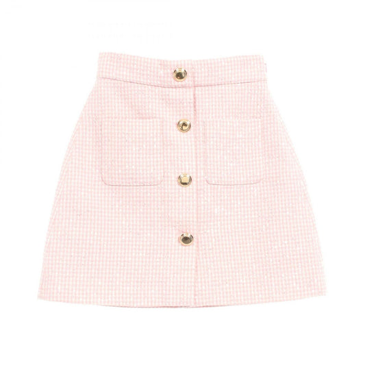 Miu Miu Tweed Skirt in Pink & White - Exquisite Wool Craftsmanship