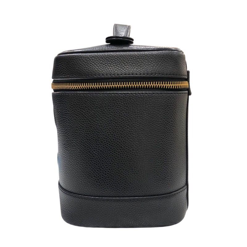 CHANEL Vanity A01998 Black Caviar Skin Handbag with Gold Hardware