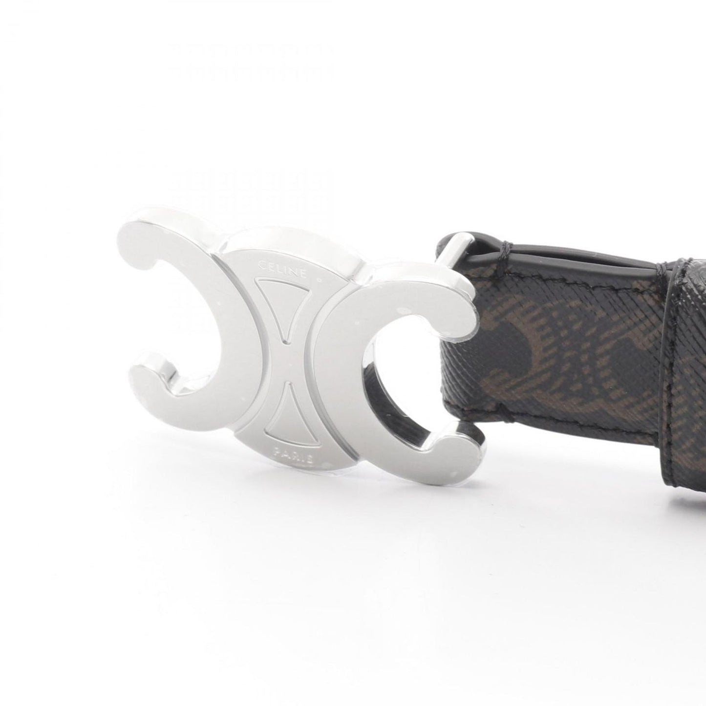 CELINE Medium Triomphe Belt in Black Leather - New Arrival